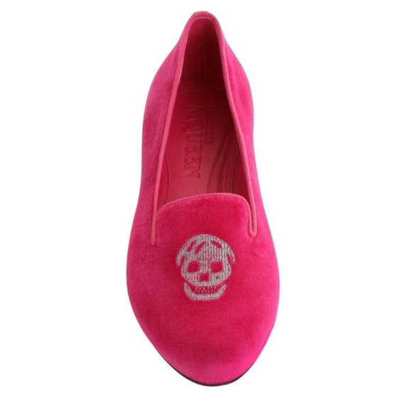 NWOT Alexander McQueen Embroidered Skull Smoking Slipper, Fuchsia - Picture 10 of 13
